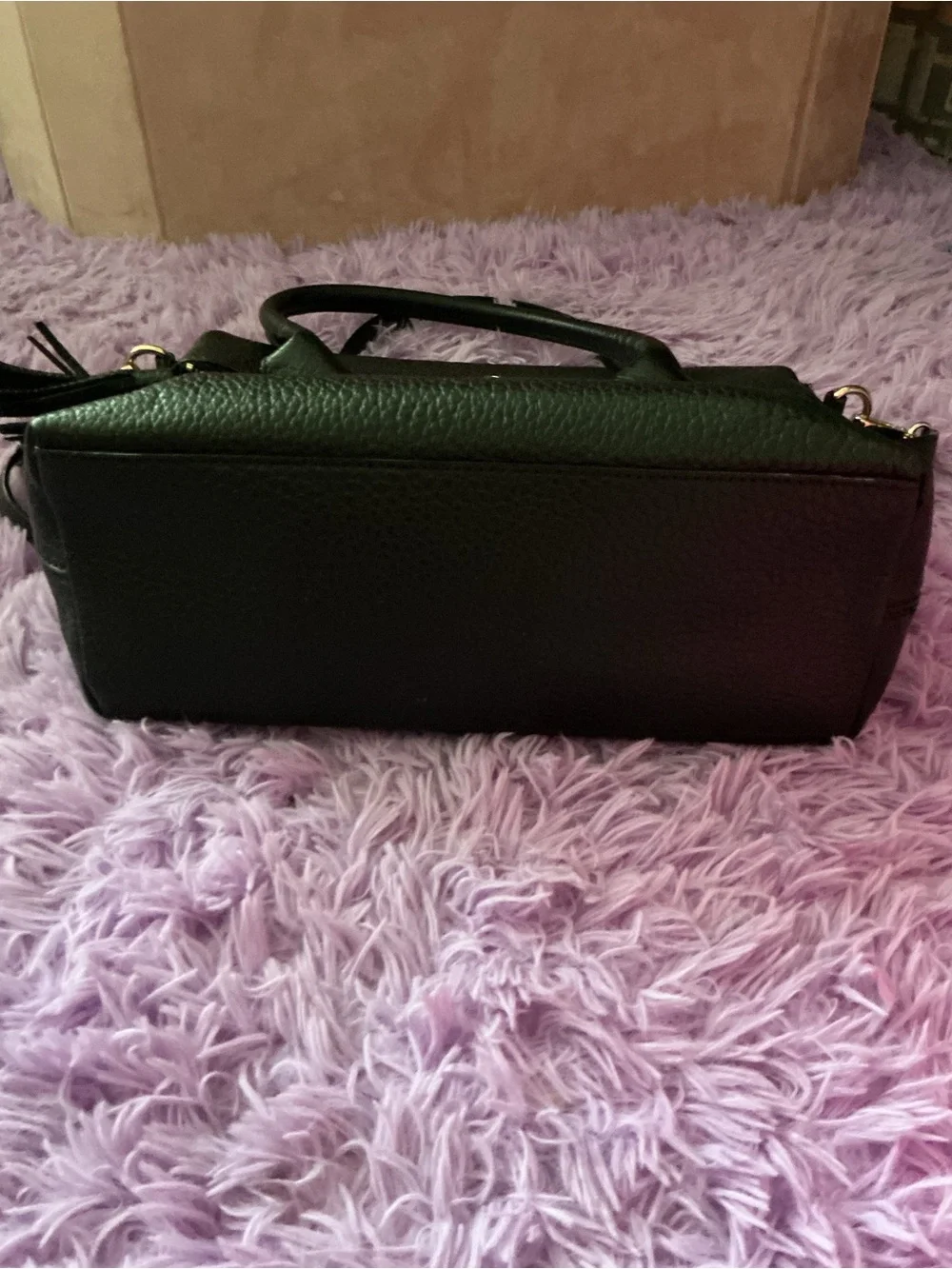 kate spade Black Pebbled Leather Satchel with Removable Strap